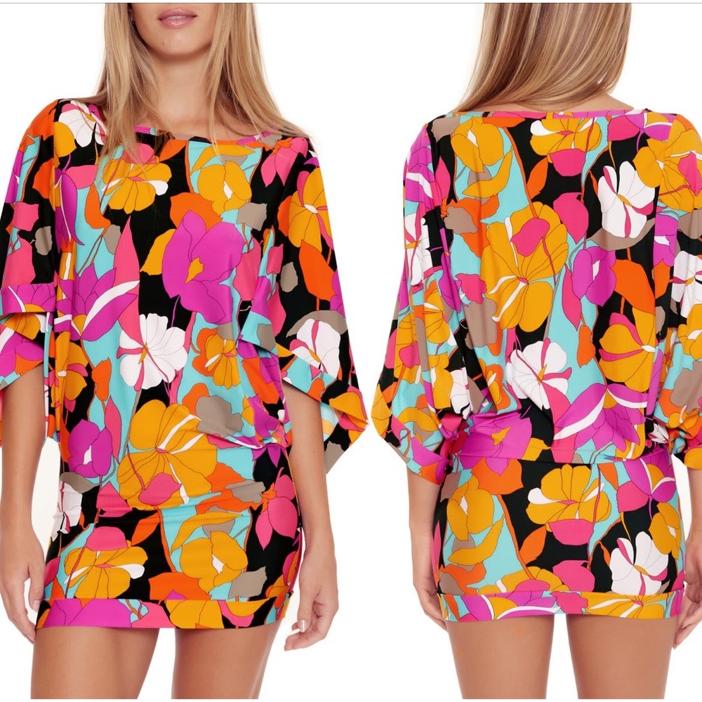 Trina Turk Gemini Multi Swim Cover-Up Tunic Size Medium